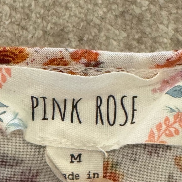 Pink Rose Floral Button-Down Blousy Tank - Picture 5 of 7